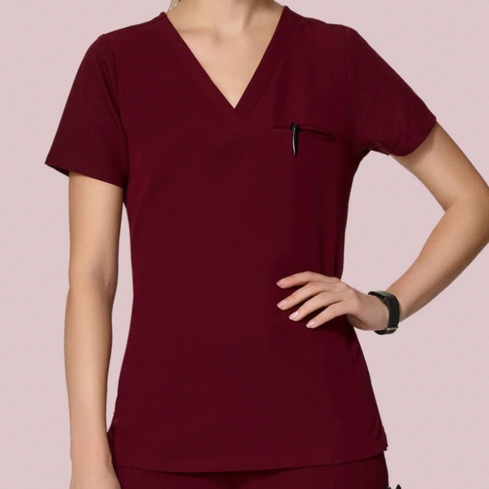 Wine Red Women’s Scrub Top